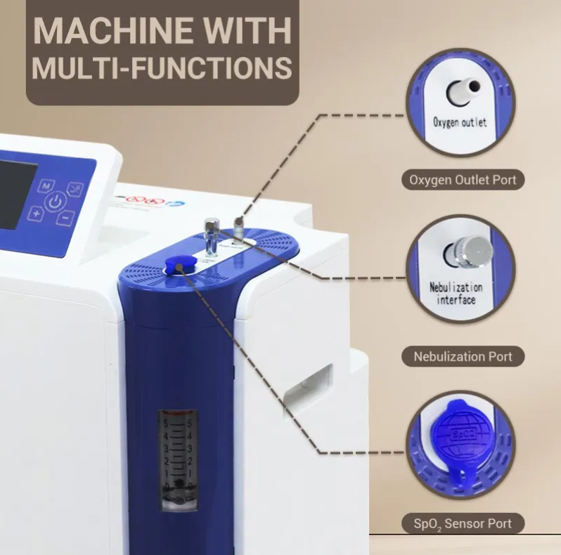 جهاز تركيز الأكسجين المنزلي المحمول إعلان الخدمة العامة سعة 5 لترات طبي