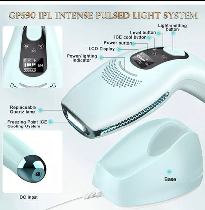 جهاز DEESS GP590 لإزالة الشعر بالليزر المنزلي بتقنية IPL – تبريد ثلجي