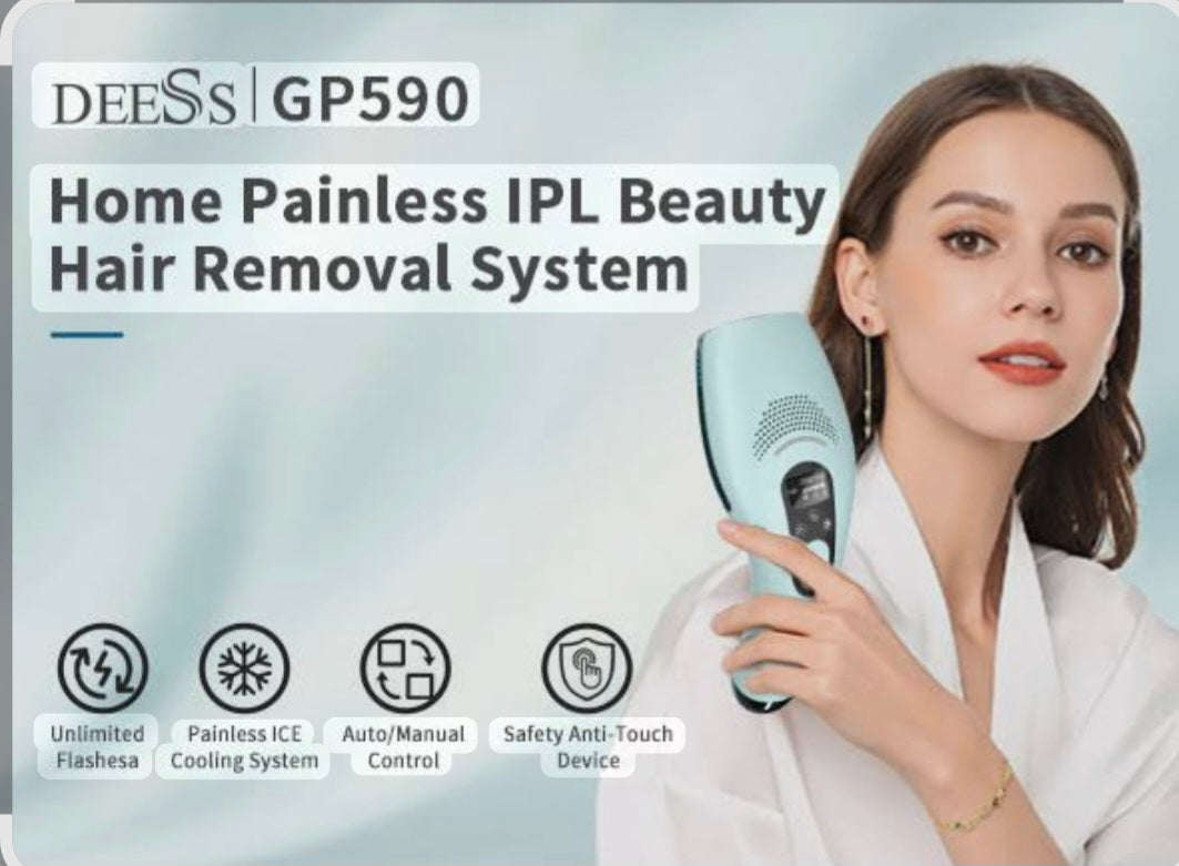 جهاز DEESS GP590 لإزالة الشعر بالليزر المنزلي بتقنية IPL – تبريد ثلجي
