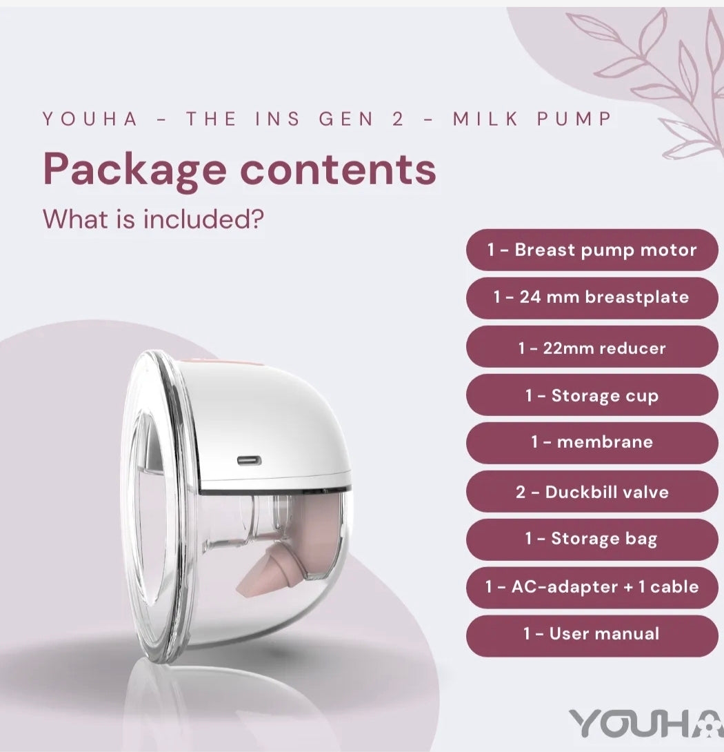 YOUHA The INS GEN2 مضخة الثدي القابلة للأرتداء