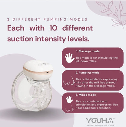 YOUHA The INS GEN 1 PLUS مضخة الثدي القابلة للارتداء